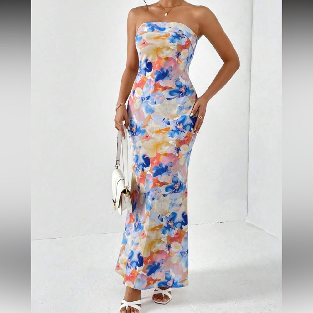 Floral Strapless Maxi Dress